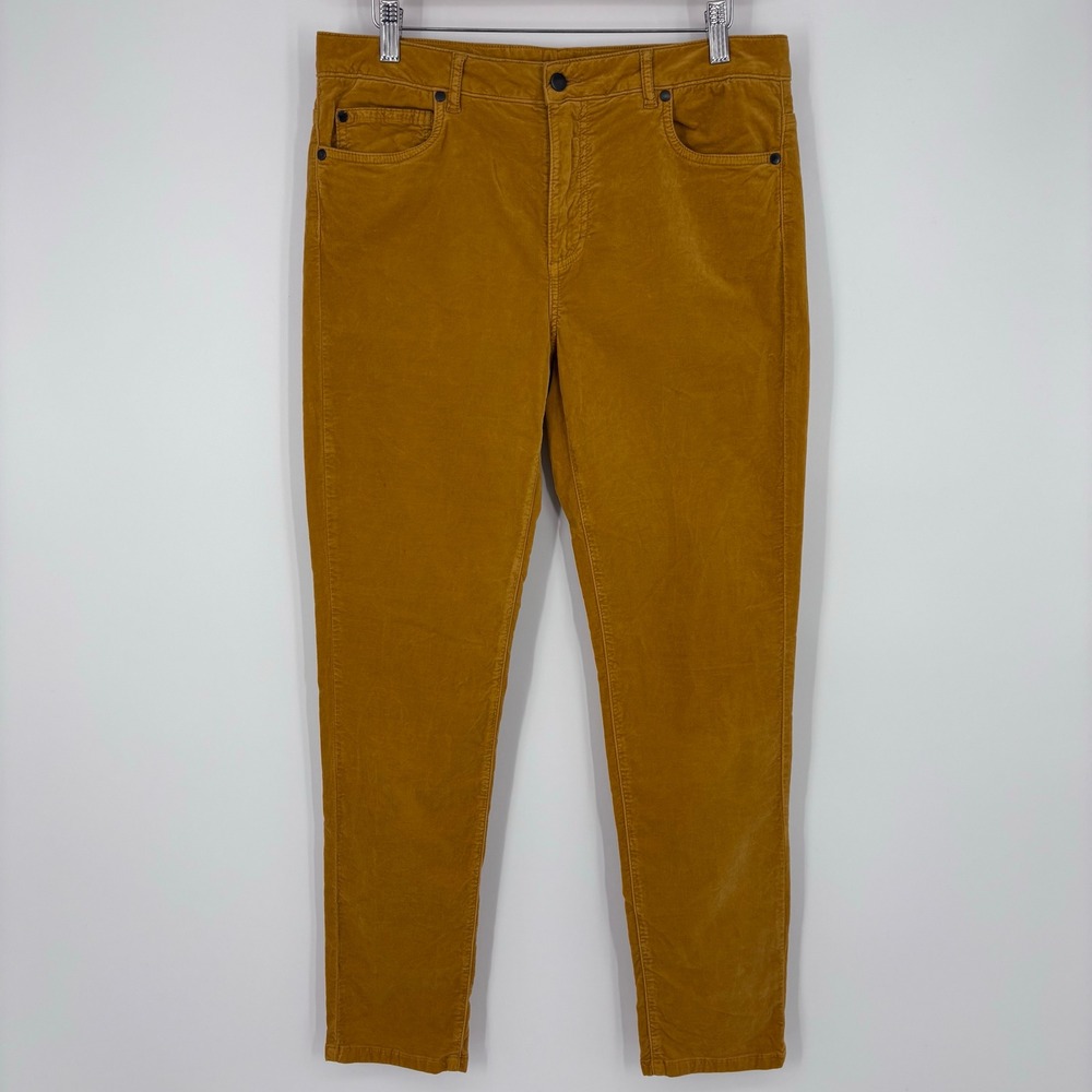 J.McLaughlin Velvet Pants Women 8 Gold Mustard Yellow Stretch Preppy Basic
